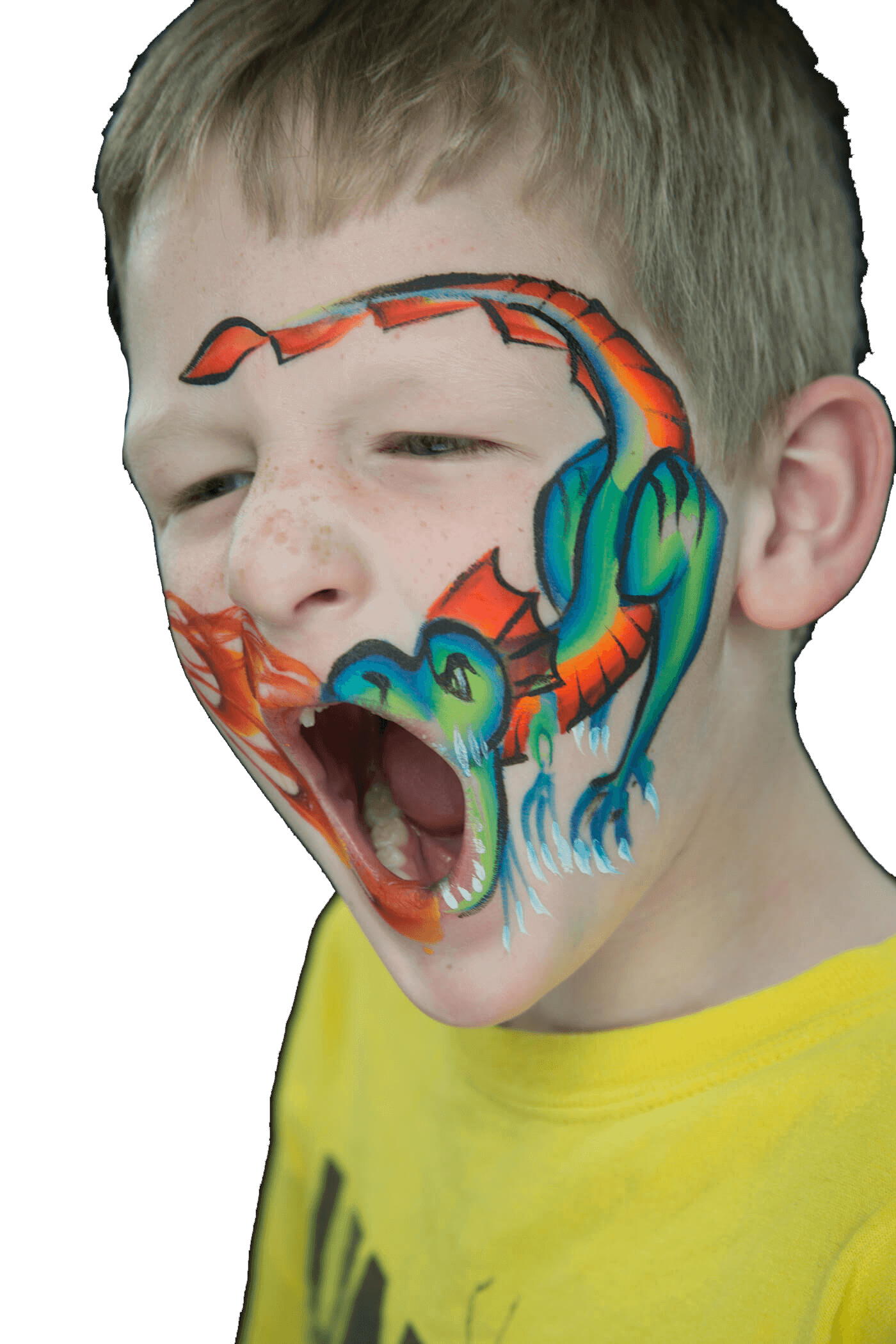 The Midwest Artists Xtravaganza -Dragon Face Painting on kid model